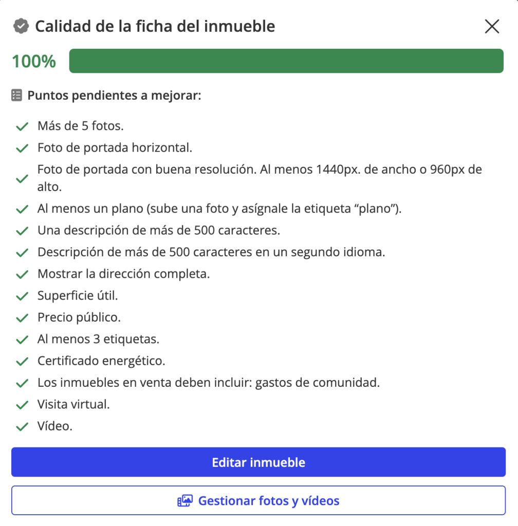 Informe de calidad de anuncios en Witei