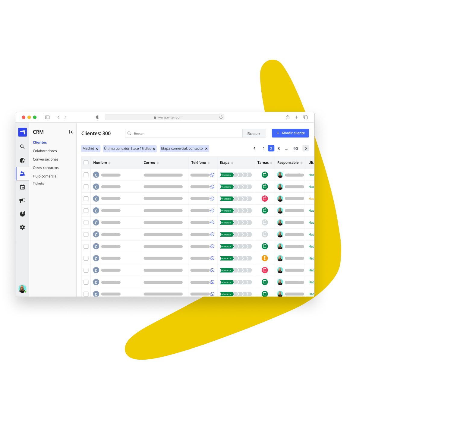 listado de contactos organizados con los que llevar un mayor seguimiento en marketing
