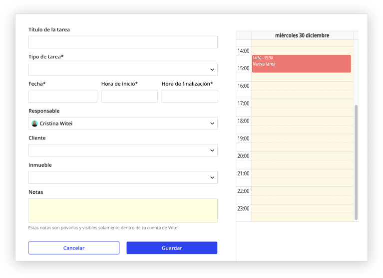 crear tareas en Witei es muy sencillo y te evitara conflictos con tareas existentes