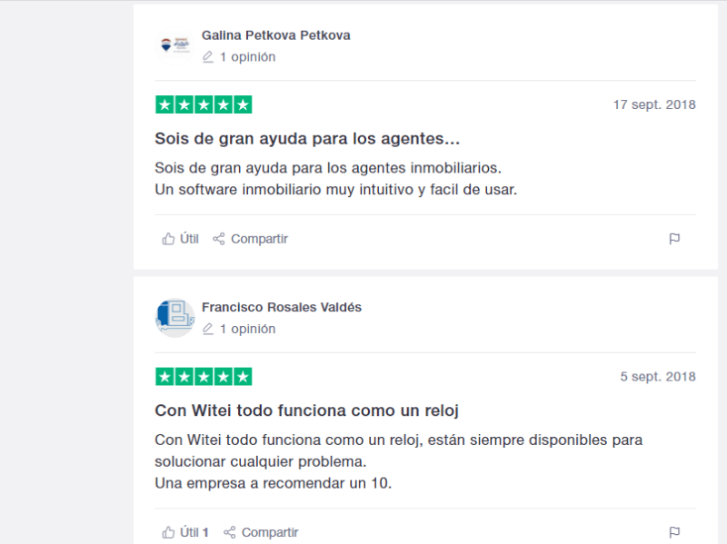 Uno de los handicap de Trustpilot es tener que pagar por el servicio completo a la hora de mostrar la satisfacción del cliente con nuestra inmobiliaria.