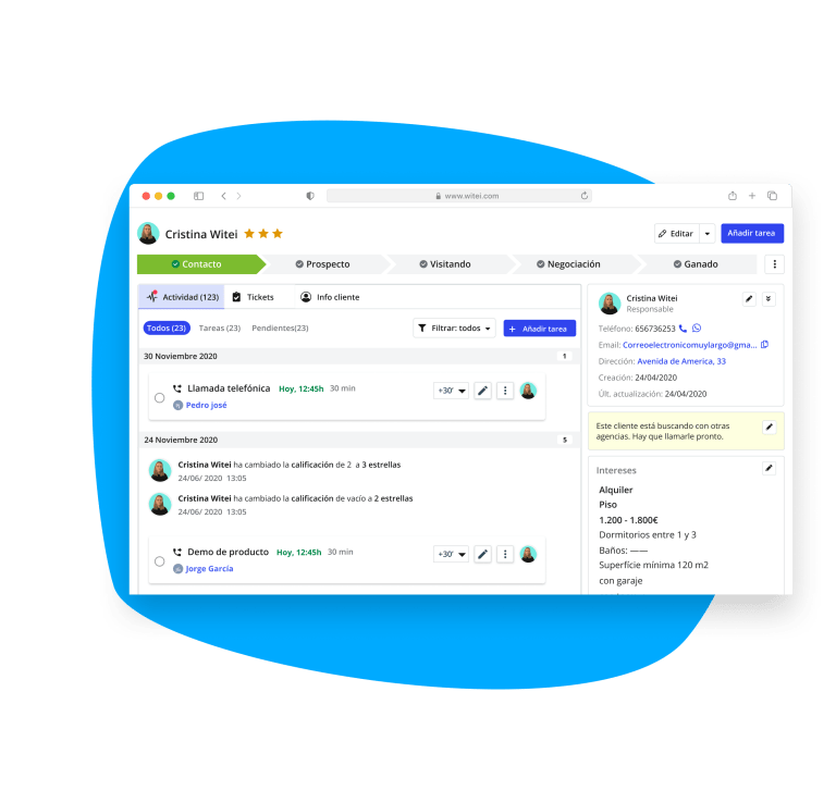 gestión de clientes