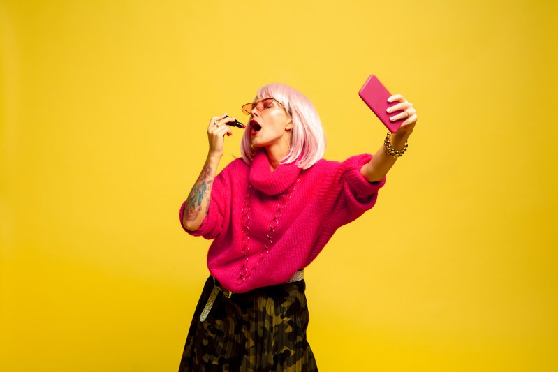 it s hard to be influencer can t make up without selfie or vlog caucasian woman s portrait on yellow background beautifu